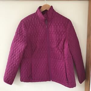 Lands End Plum Purple Polyester Quilted Puffer Shell Jacket Coat 10-12 M/P